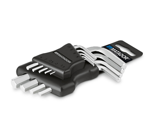 Matador L-Key Wrench, short type, hex, 9 pcs 1,5 - 10 MM