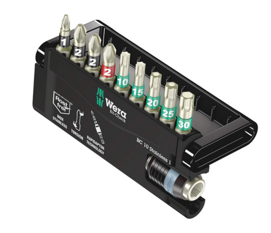 Wera BC 10/9 Stainless Rapidaptor Bit-Check Set 05071110001
