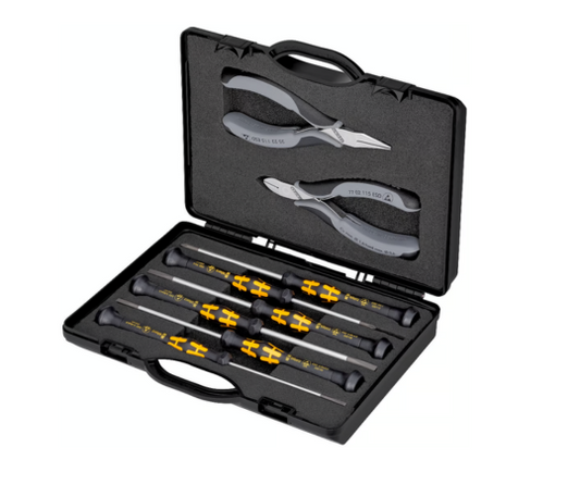 KNIPEX ESD Case for Electronics Pliers – 8-Piece Set for Electrostatic-Sensitive Applications