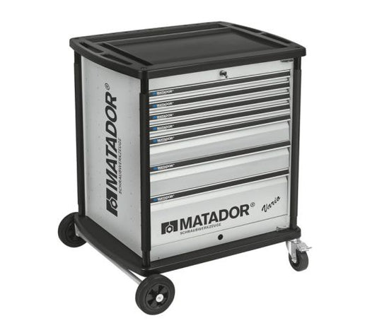 Matador Vario 7-Drawer Workshop Trolley – Garage Tool Organizer, Heavy-Duty Storage Cabinet, RAL 9006, Model 8164 0011