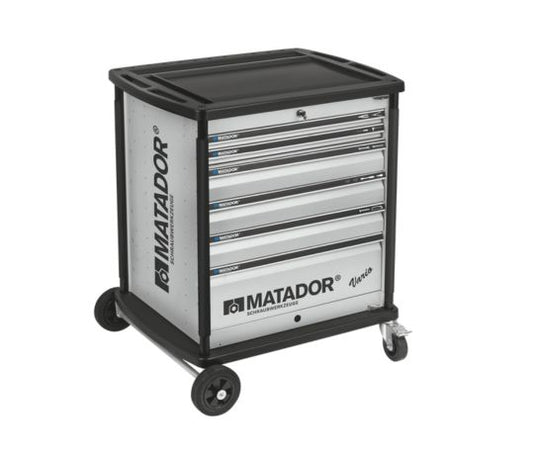 MATADOR VARIO Workshop Trolley – 6 Drawer Tool Cabinet | RAL 9006 Silver | Heavy-Duty Industrial Storage (8164 0001)