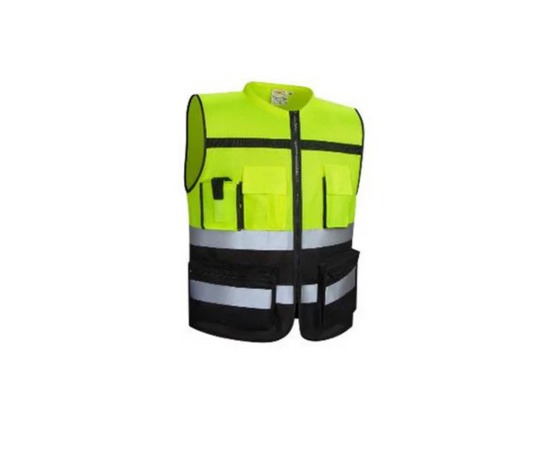 Empiral Lumina Black Heavy Duty Vest With Zipper, Pockets, Round Collar.