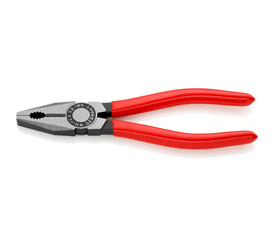 KNIPEX 03 01 180 Combination Pliers – Black Atramentized with Plastic Coated Handles