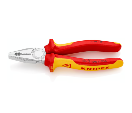 KNIPEX 03 06 180 Combination Pliers – VDE-Tested, Insulated Multi-Component Handles