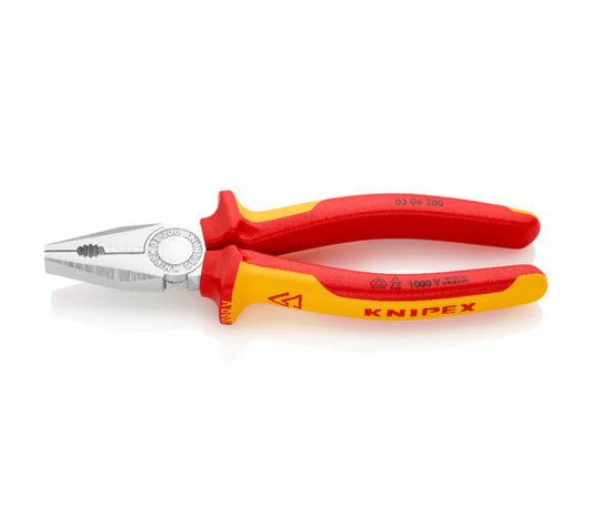 KNIPEX 03 06 200 Combination Pliers – VDE-Tested, Insulated Multi-Component Handles