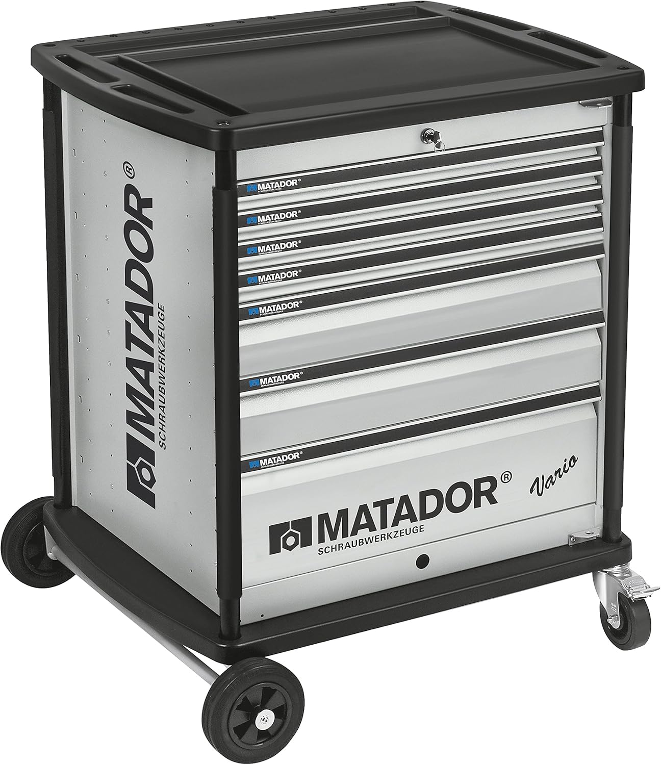 Matador Vario 7-Drawer Workshop Trolley – Garage Tool Organizer, Heavy-Duty Storage Cabinet, RAL 9006, Model 8164 0011