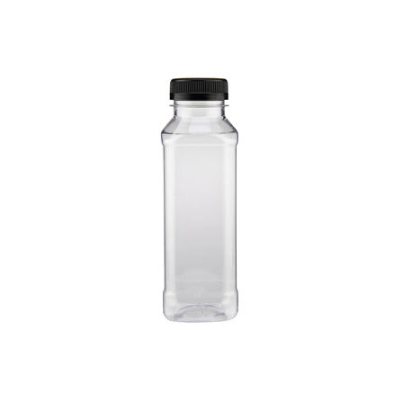 Plastic Square Bottle 330ml + Black Cap
