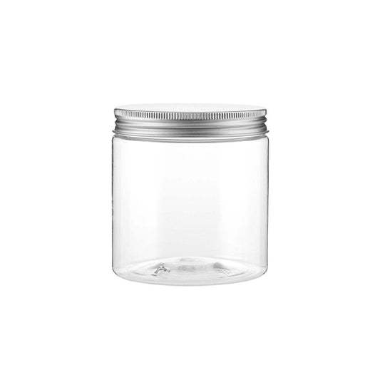 Clear Plastic Storage Jar with Silver Lid for Cookies & Treats